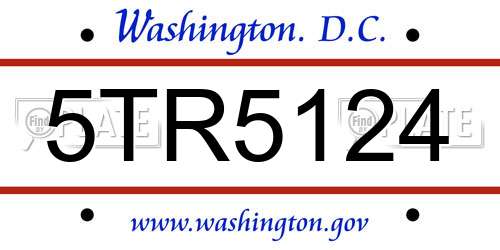 5TR5124 District Of Columbia License Plate