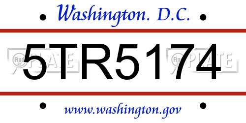 5TR5174 District Of Columbia License Plate