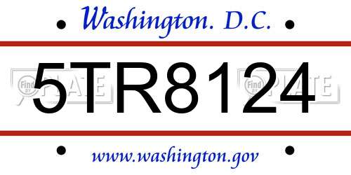 5TR8124 District Of Columbia License Plate
