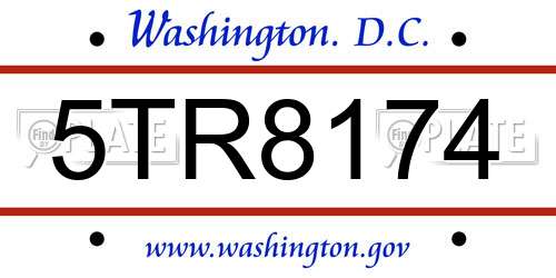 5TR8174 District Of Columbia License Plate