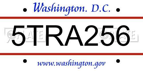 5TRA256 District Of Columbia License Plate
