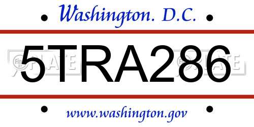 5TRA286 District Of Columbia License Plate