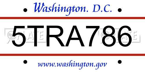 5TRA786 District Of Columbia License Plate