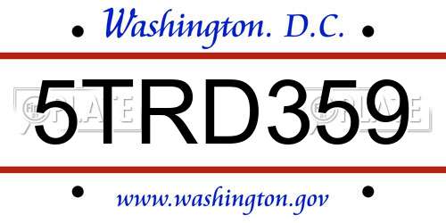 5TRD359 District Of Columbia License Plate