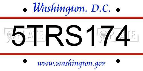 5TRS174 District Of Columbia License Plate