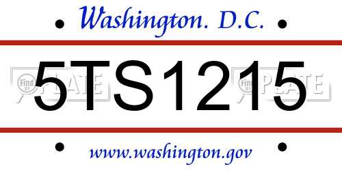 5TS1215 District Of Columbia License Plate