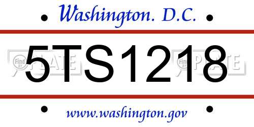 5TS1218 District Of Columbia License Plate