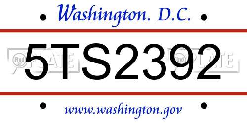 5TS2392 District Of Columbia License Plate