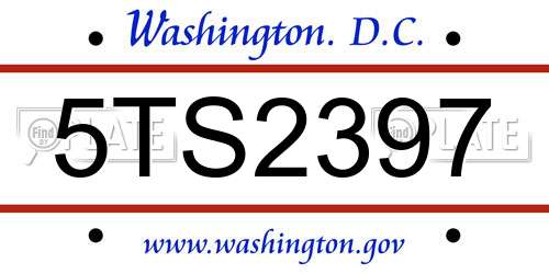 5TS2397 District Of Columbia License Plate