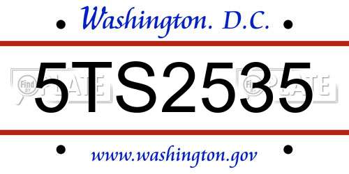 5TS2535 District Of Columbia License Plate