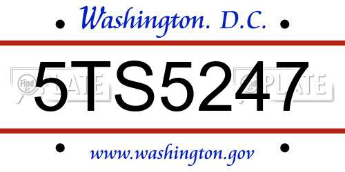 5TS5247 District Of Columbia License Plate