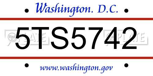 5TS5742 District Of Columbia License Plate