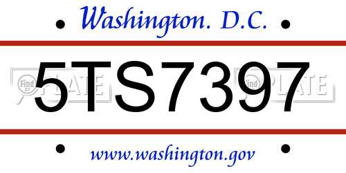 5TS7397 District Of Columbia License Plate