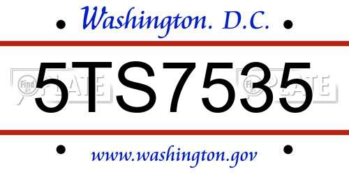 5TS7535 District Of Columbia License Plate