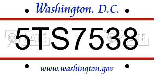 5TS7538 District Of Columbia License Plate