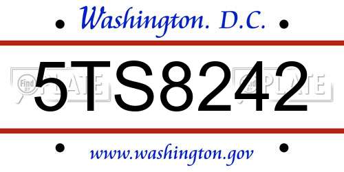 5TS8242 District Of Columbia License Plate