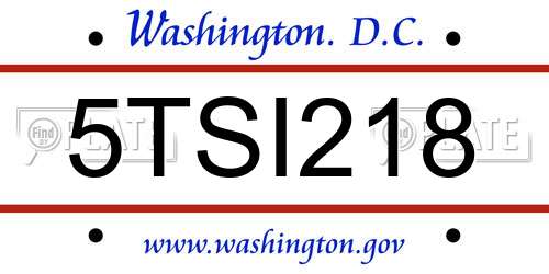 5TSI218 District Of Columbia License Plate