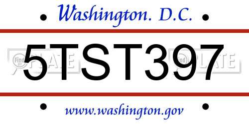5TST397 District Of Columbia License Plate