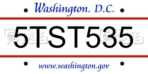 5TST535 District Of Columbia License Plate