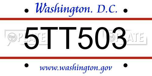 5TT503 District Of Columbia License Plate
