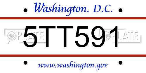 5TT591 District Of Columbia License Plate