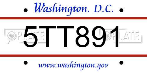 5TT891 District Of Columbia License Plate