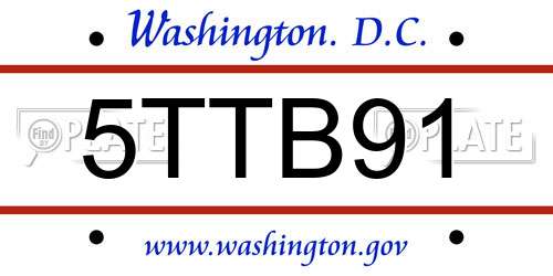 5TTB91 District Of Columbia License Plate