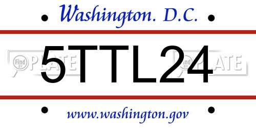 5TTL24 District Of Columbia License Plate