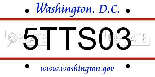 5TTS03 District Of Columbia License Plate