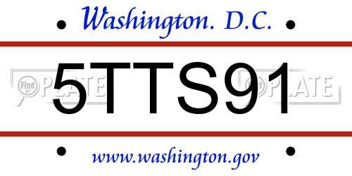 5TTS91 District Of Columbia License Plate