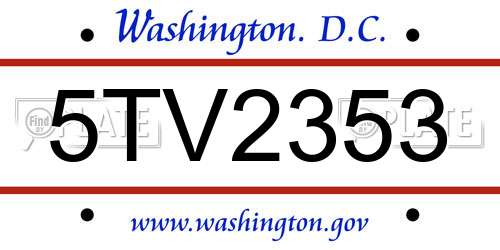 5TV2353 District Of Columbia License Plate