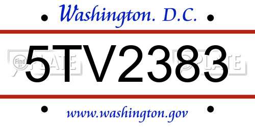 5TV2383 District Of Columbia License Plate