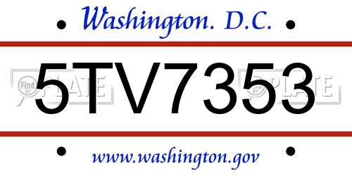 5TV7353 District Of Columbia License Plate