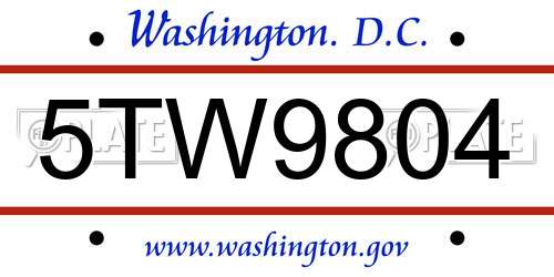 5TW9804 District Of Columbia License Plate