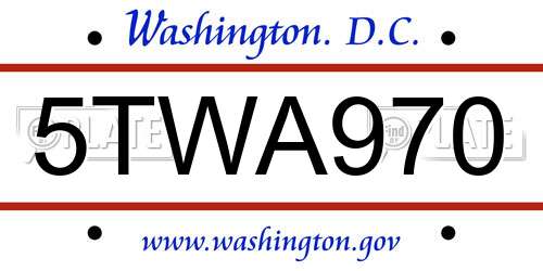 5TWA970 District Of Columbia License Plate