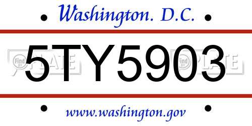 5TY5903 District Of Columbia License Plate
