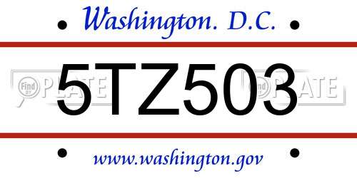 5TZ503 District Of Columbia License Plate