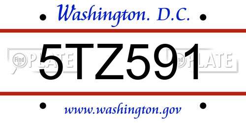 5TZ591 District Of Columbia License Plate