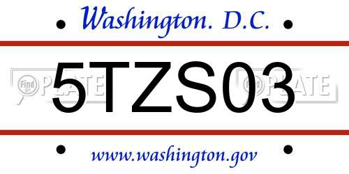 5TZS03 District Of Columbia License Plate