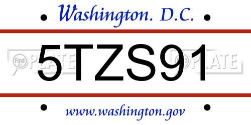 5TZS91 District Of Columbia License Plate