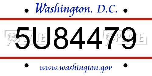 5U84479 District Of Columbia License Plate