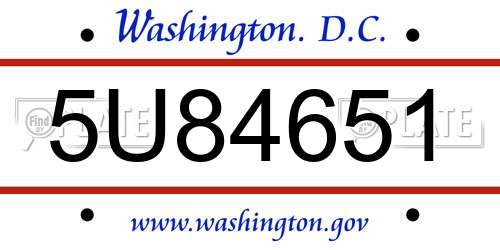 5U84651 District Of Columbia License Plate