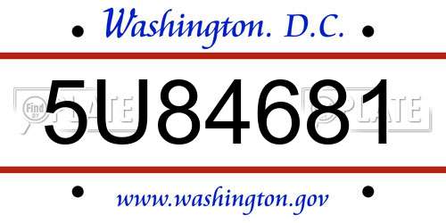 5U84681 District Of Columbia License Plate