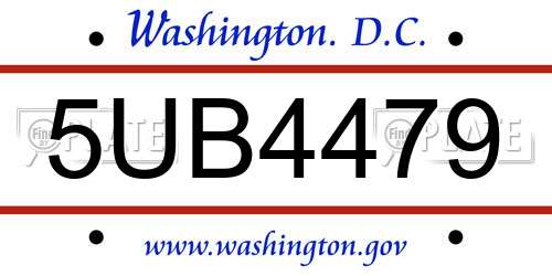 5UB4479 District Of Columbia License Plate