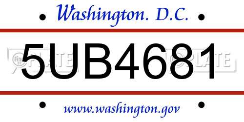 5UB4681 District Of Columbia License Plate