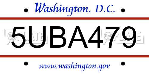 5UBA479 District Of Columbia License Plate