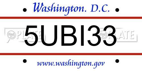 5UBI33 District Of Columbia License Plate