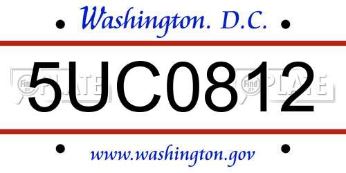 5UC0812 District Of Columbia License Plate