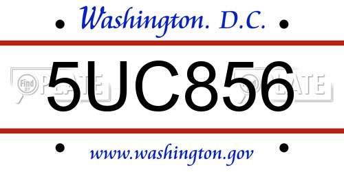 5UC856 District Of Columbia License Plate