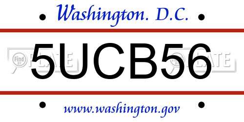5UCB56 District Of Columbia License Plate